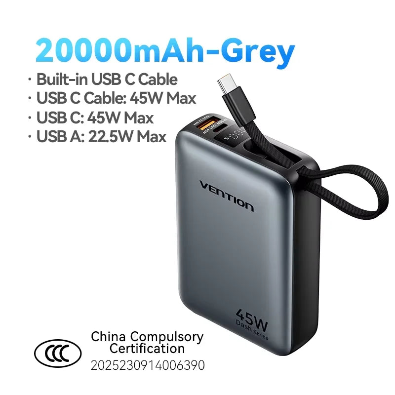 Juice Box - Vention 45W 20000mAh Fast-Charge Power Bank - alternate view