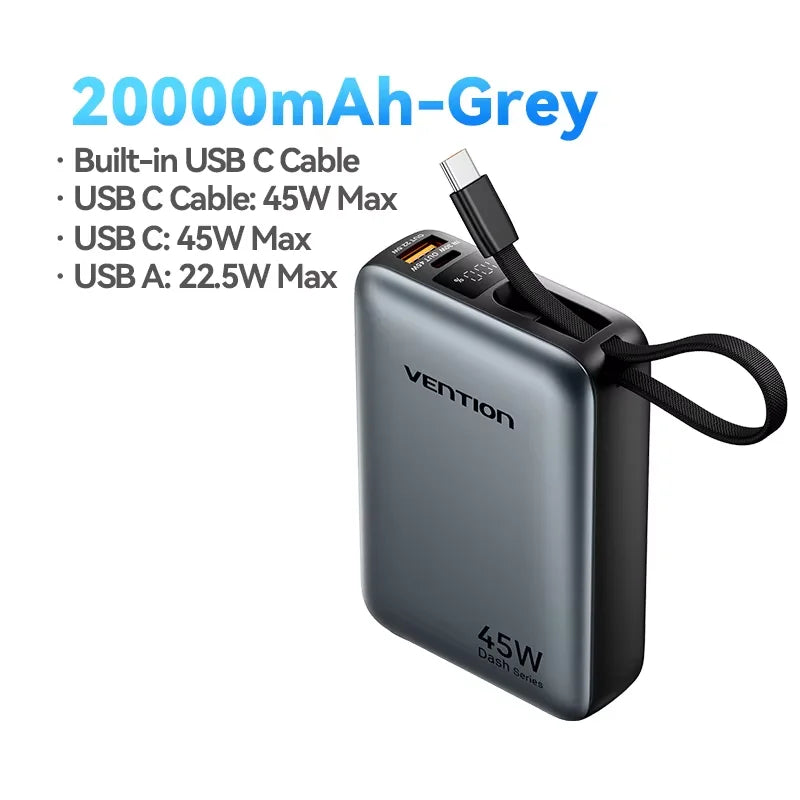 Juice Box - Vention 45W 20000mAh Fast-Charge Power Bank - detail view