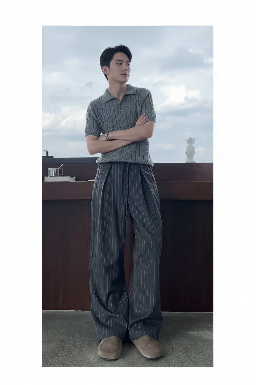 Laid Back – Charcoal pinstripe colorway, full face