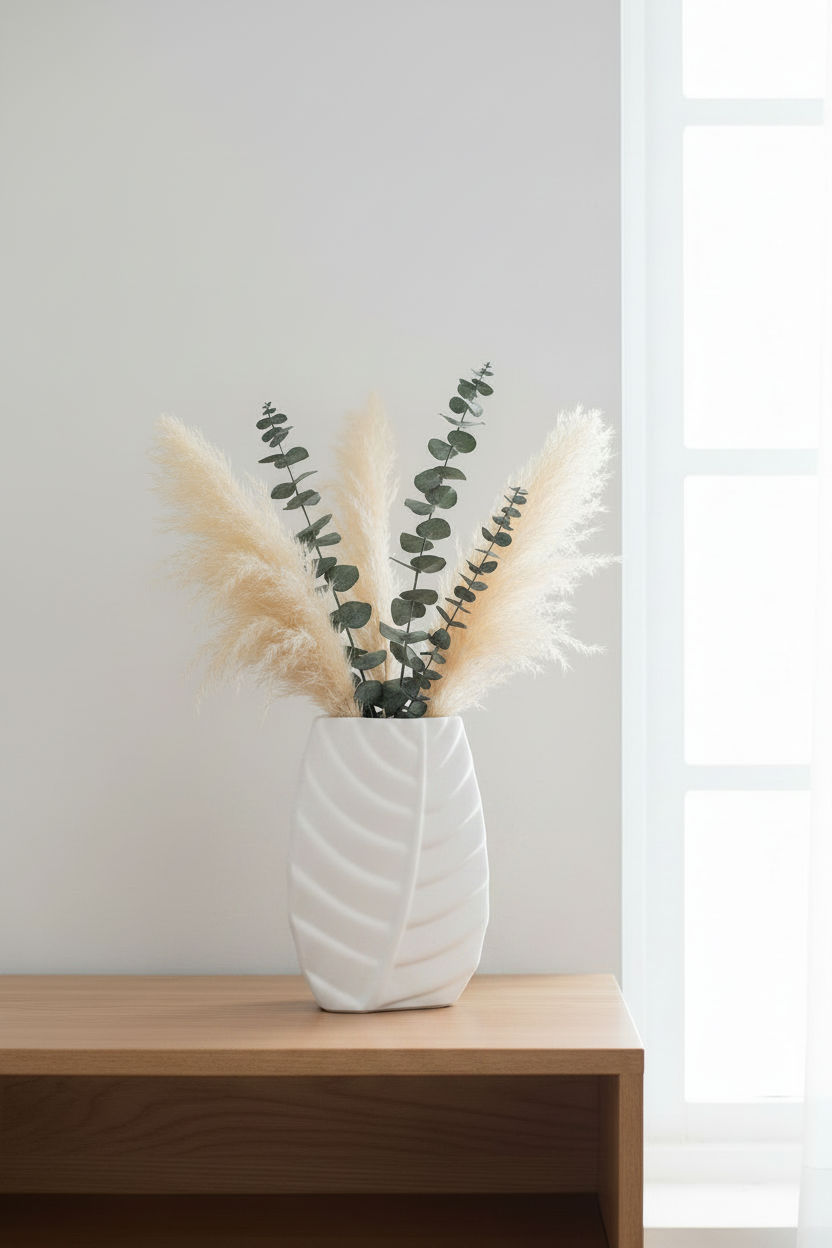 Leaves & Light — White Vase