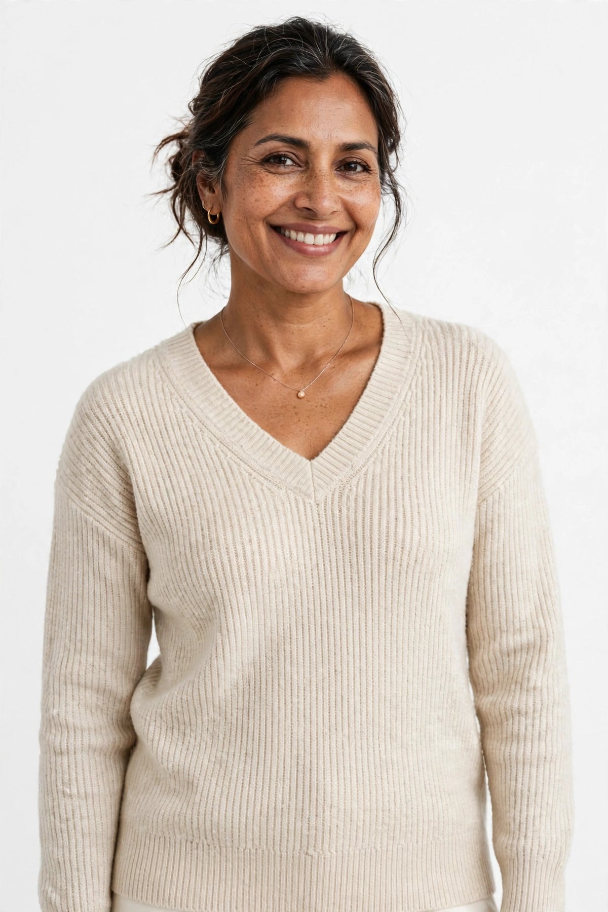 Good Vibes Only! Ribbed V-Neck Sweater