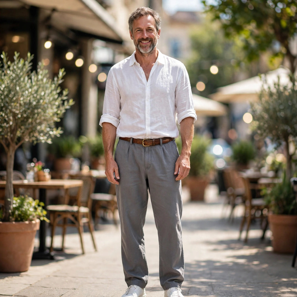 Descontraído — Calça Casual Larga Retrô Americana