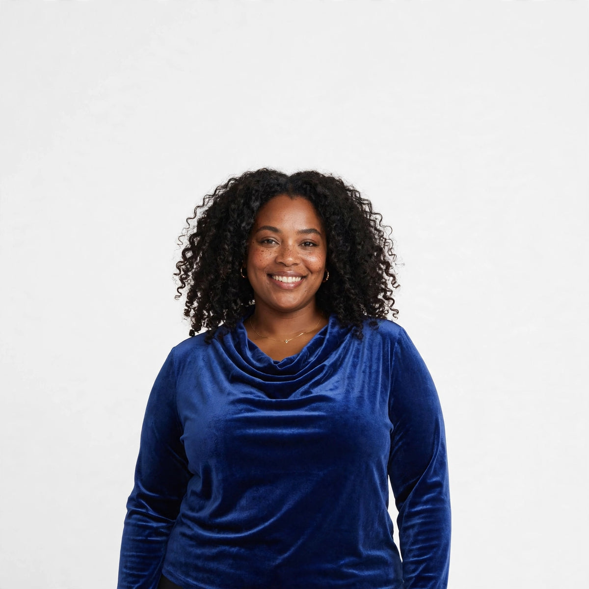 Velvet Underground — Cowl-Neck Draped Velvet Long-Sleeve Top