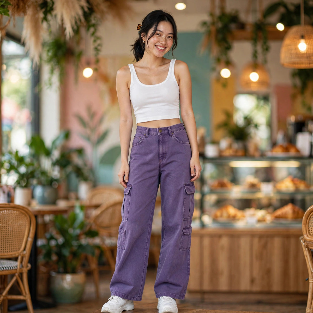 Purple Haze — Jean cargo retro de pernera ancha