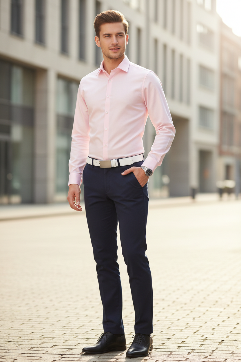 La Nuit - Men's Long-Sleeve Formal Dress Shirt - close-up
