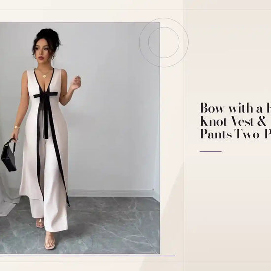 Bow with a Flow &mdash; Bow-Knot Vest &amp; Wide-Leg Pants Two-Piece Set by@Outfy