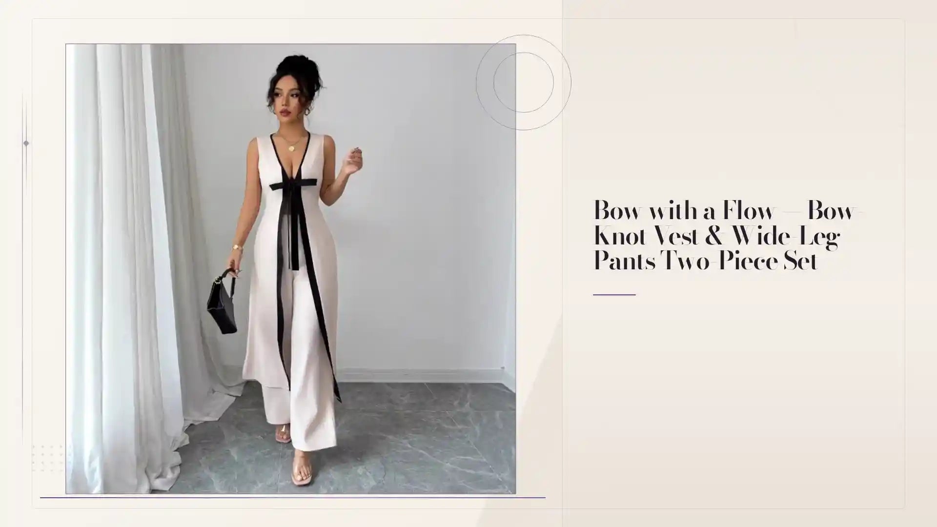 Bow with a Flow &mdash; Bow-Knot Vest & Wide-Leg Pants Two-Piece Set by@Outfy