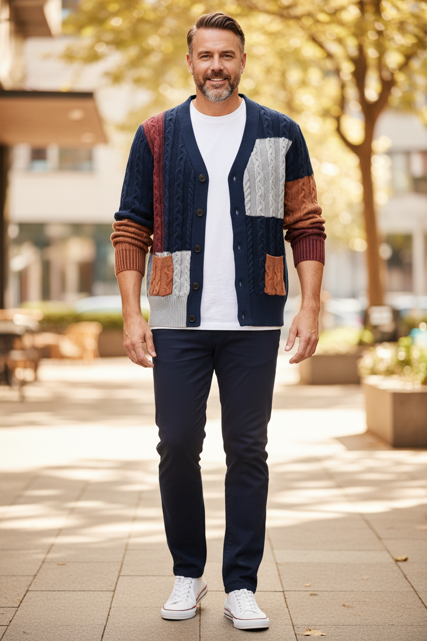 Retro-chic Block Cardigan