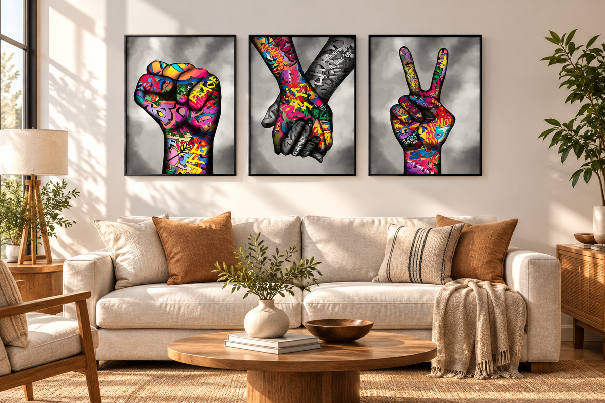 Together in Color - Modern Graffiti Art Canvas Print