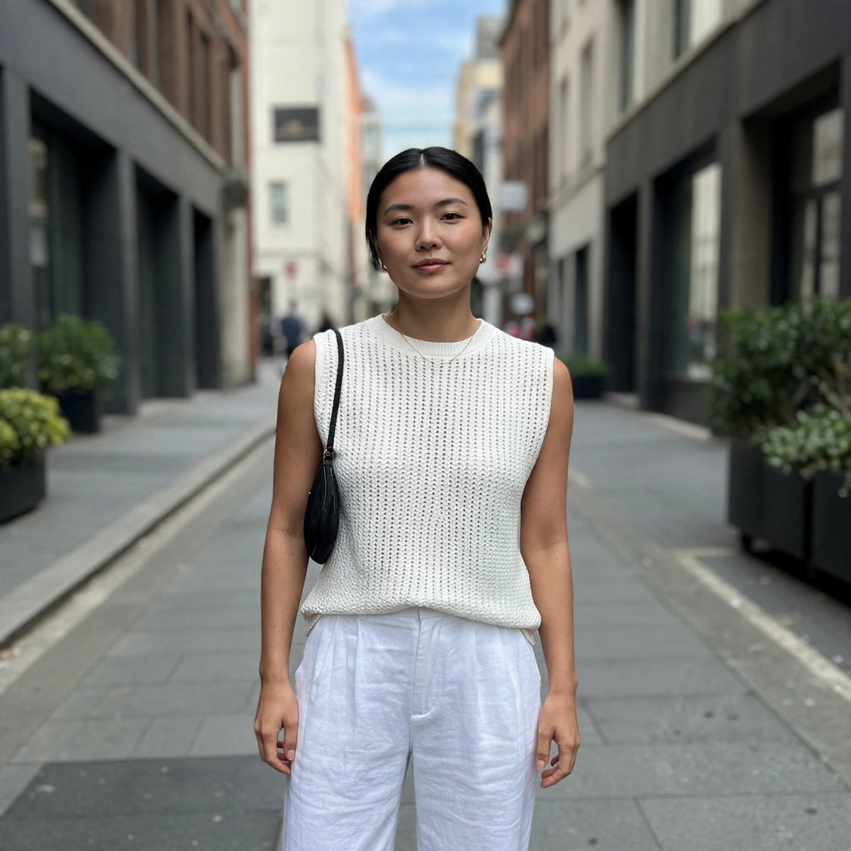 Woven Wild - Crochet Knit Hollow-Out Top in White